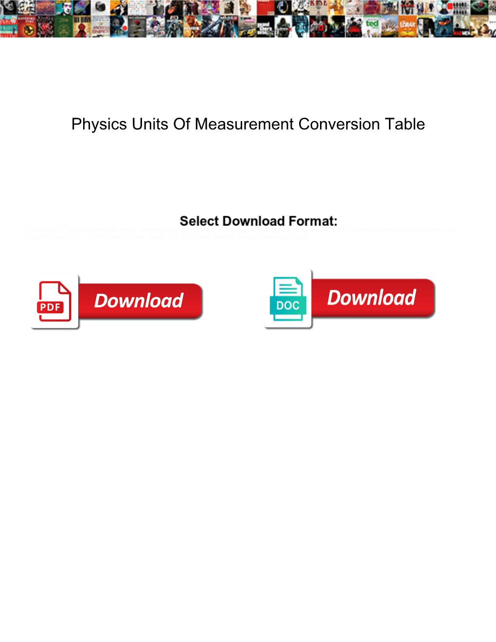 Physics Units of Measurement Conversion Table