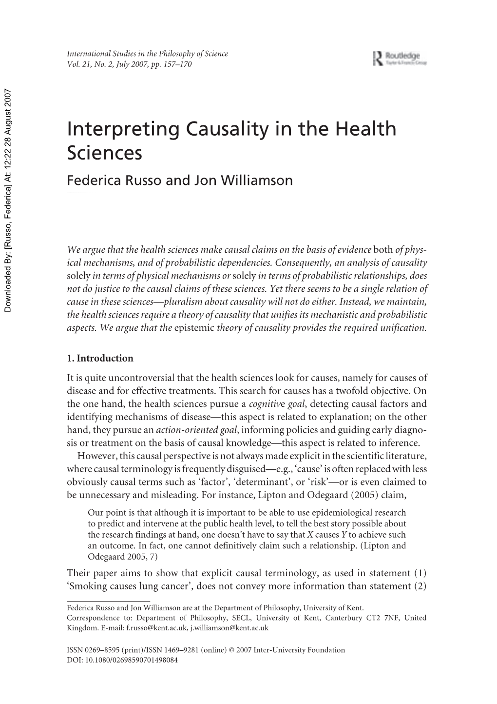 Interpreting Causality in the Health Sciences