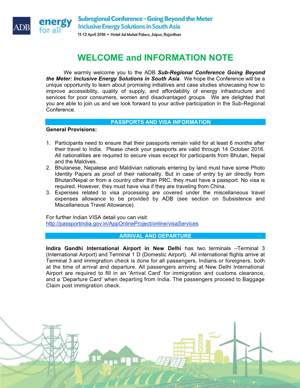Inclusive Energy Solutions in South Asia: Participants Information Note