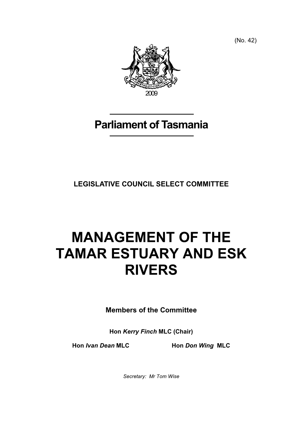 Management of the Tamar Estuary and Esk Rivers