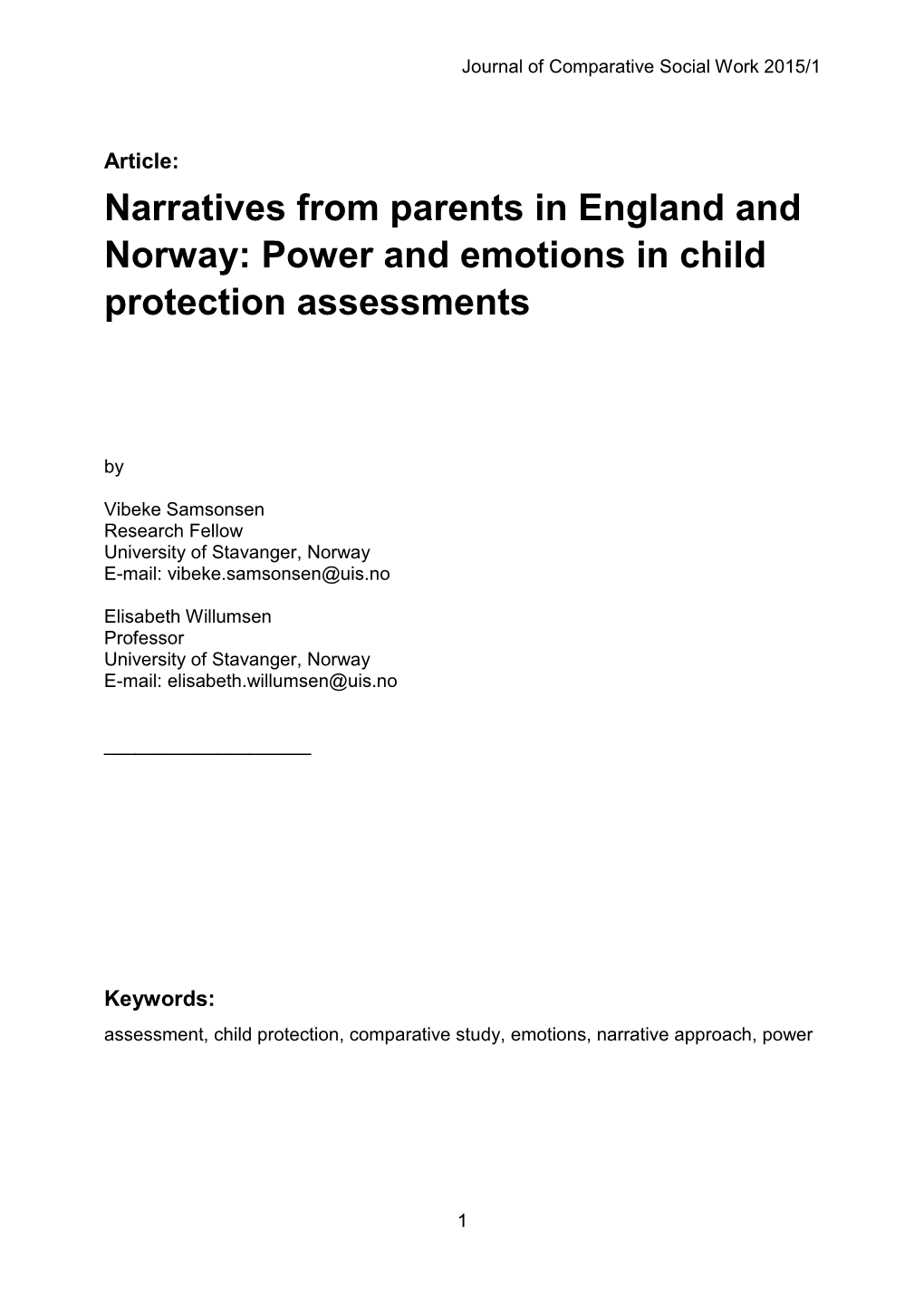 Power and Emotions in Child Protection Assessments