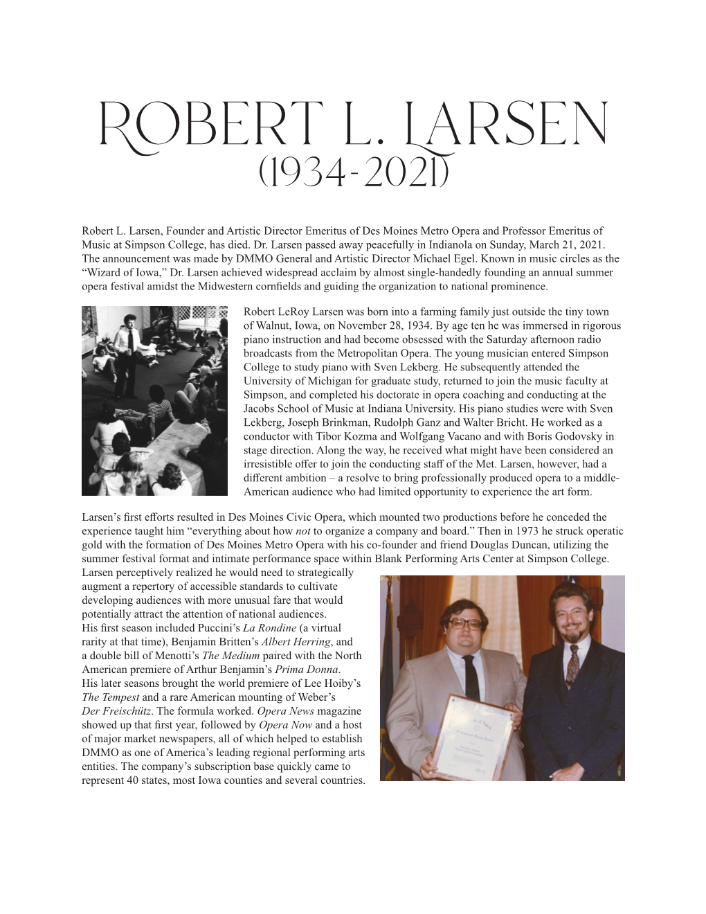 Robert L. Larsen (1934-2021)