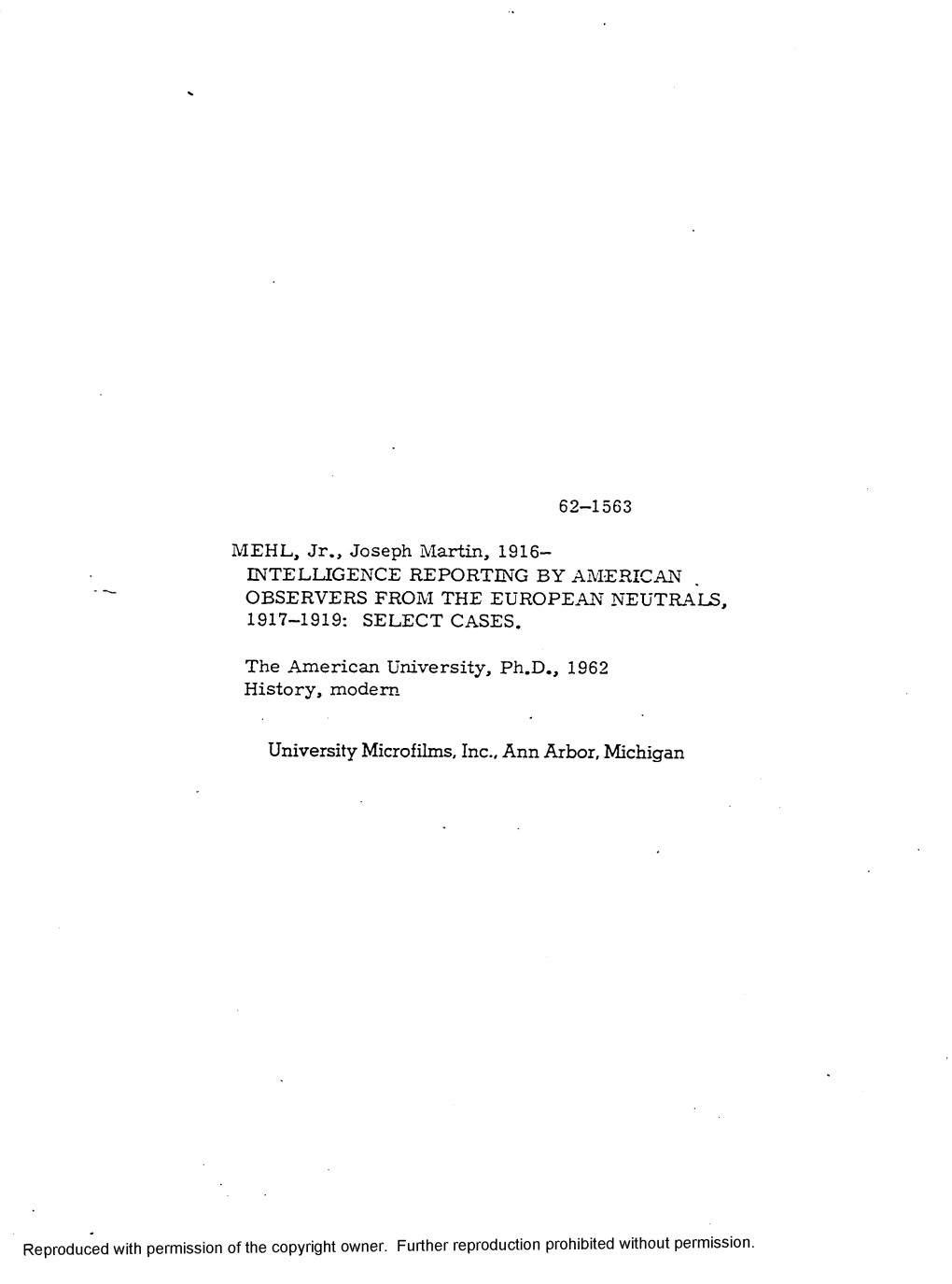 University Microfilms, Inc.,Ann Arbor, Michigan