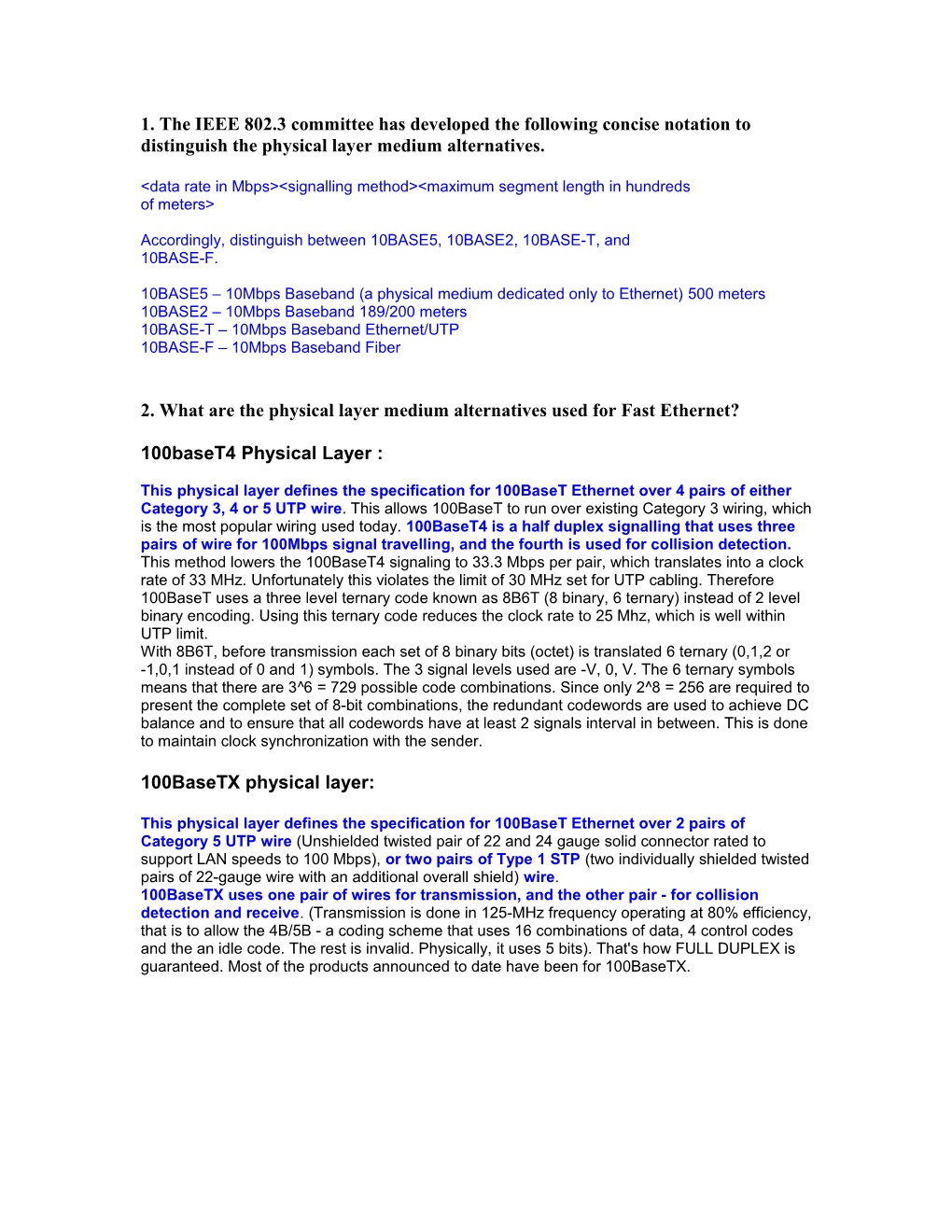 1. the IEEE 802.3 Committee Has Developed the Following Concise Notation To