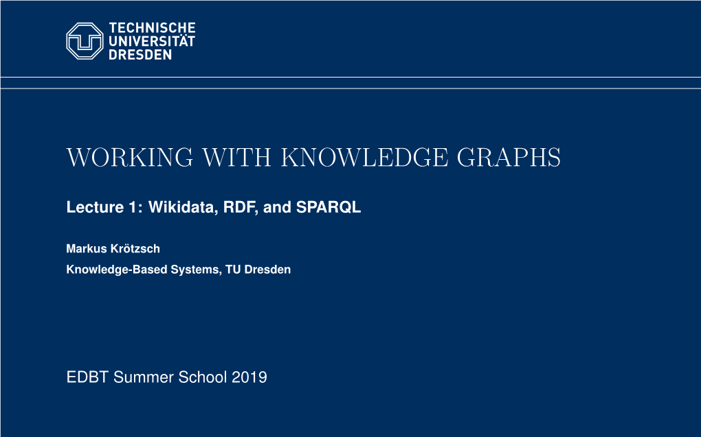 Working with Knowledge Graphs