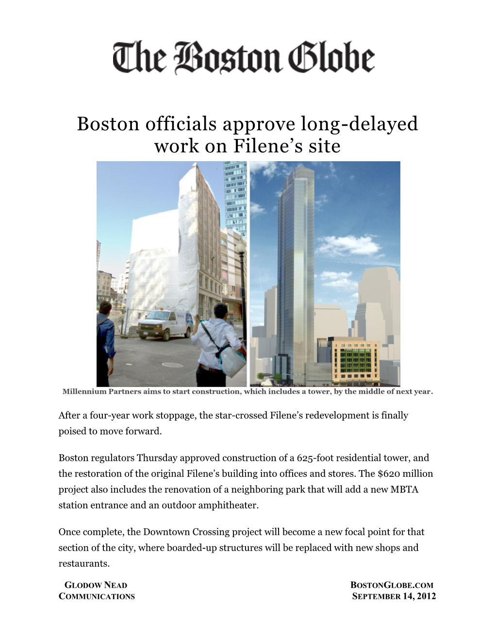 Boston Officials Approve Long-Delayed Work on Filene's Site