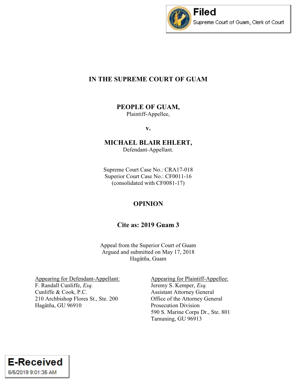IN the SUPREME COURT of GUAM PEOPLE of GUAM, V. MICHAEL