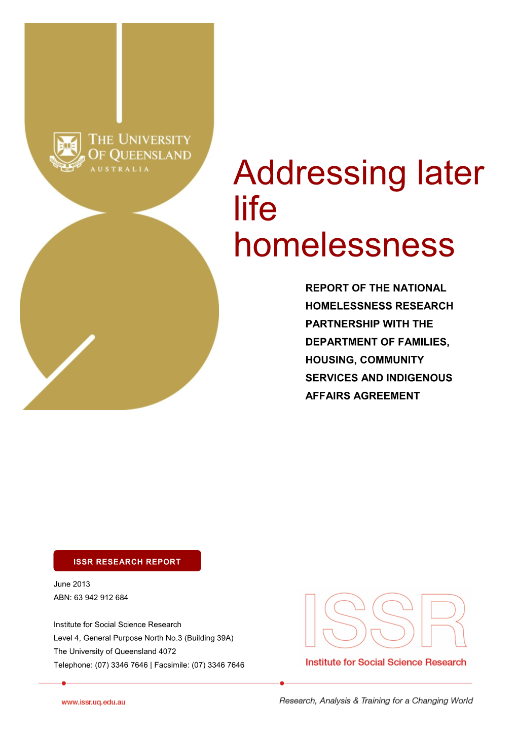 Addressing Later Life Homelessness