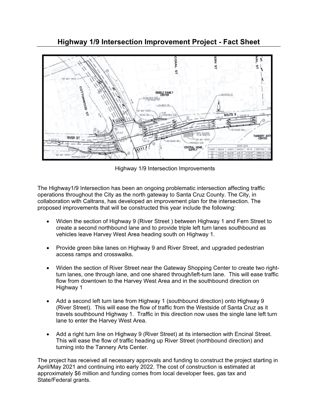 Highway 1/9 Intersection Improvement Project - Fact Sheet