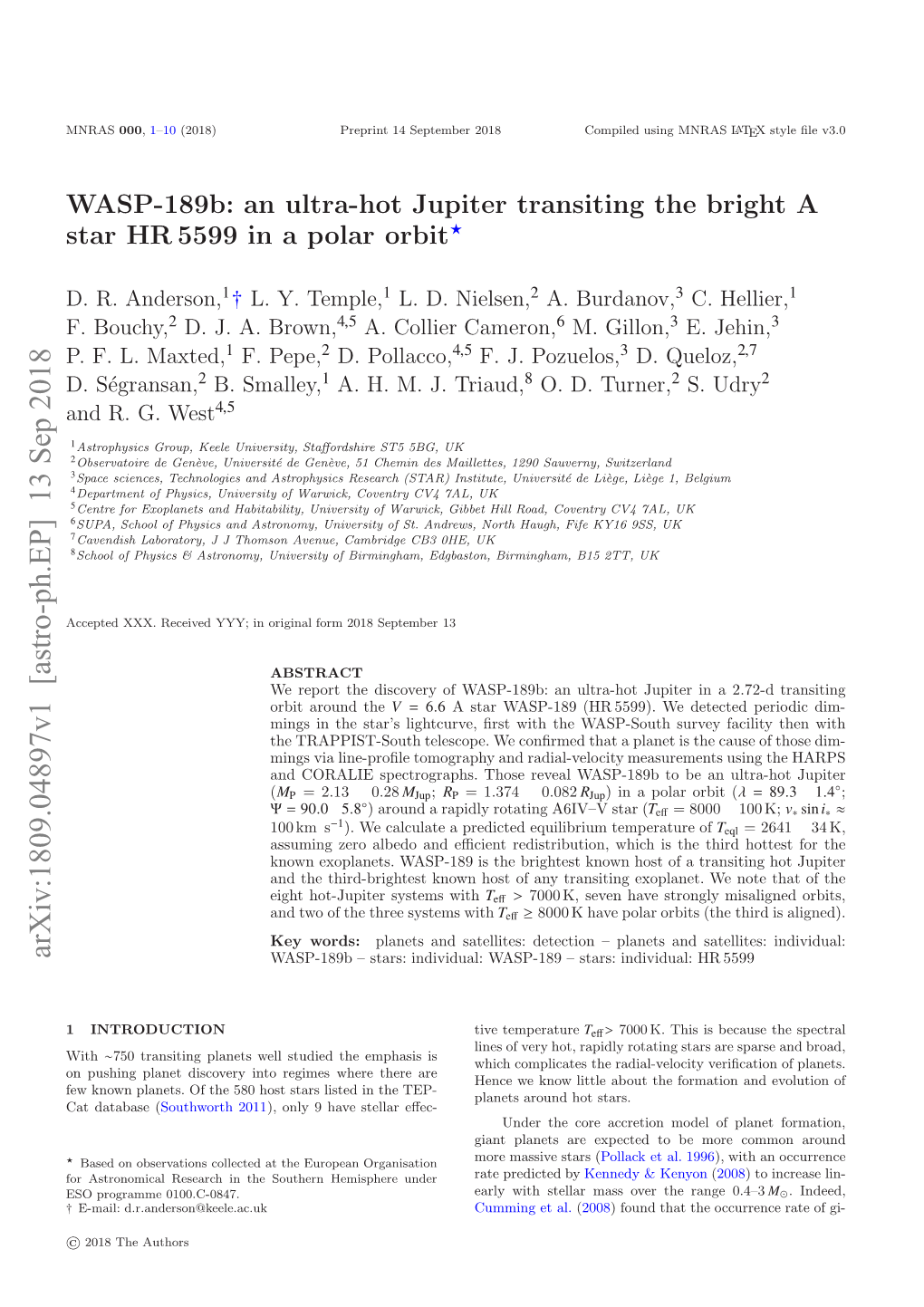 An Ultra-Hot Jupiter Transiting HR5599 in a Polar Orbit