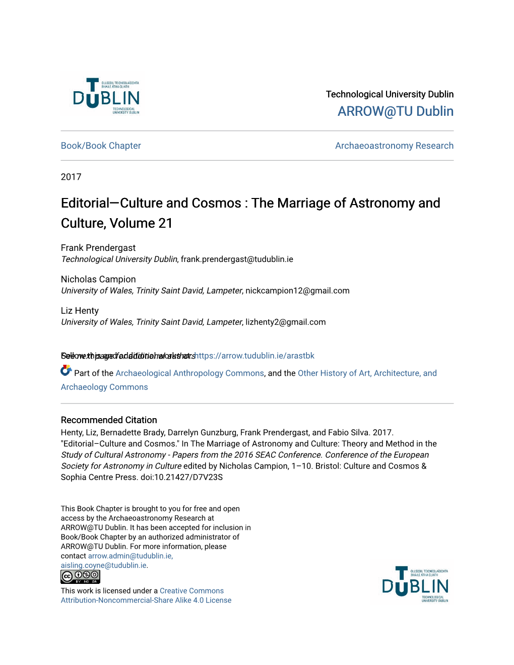 The Marriage of Astronomy and Culture, Volume 21