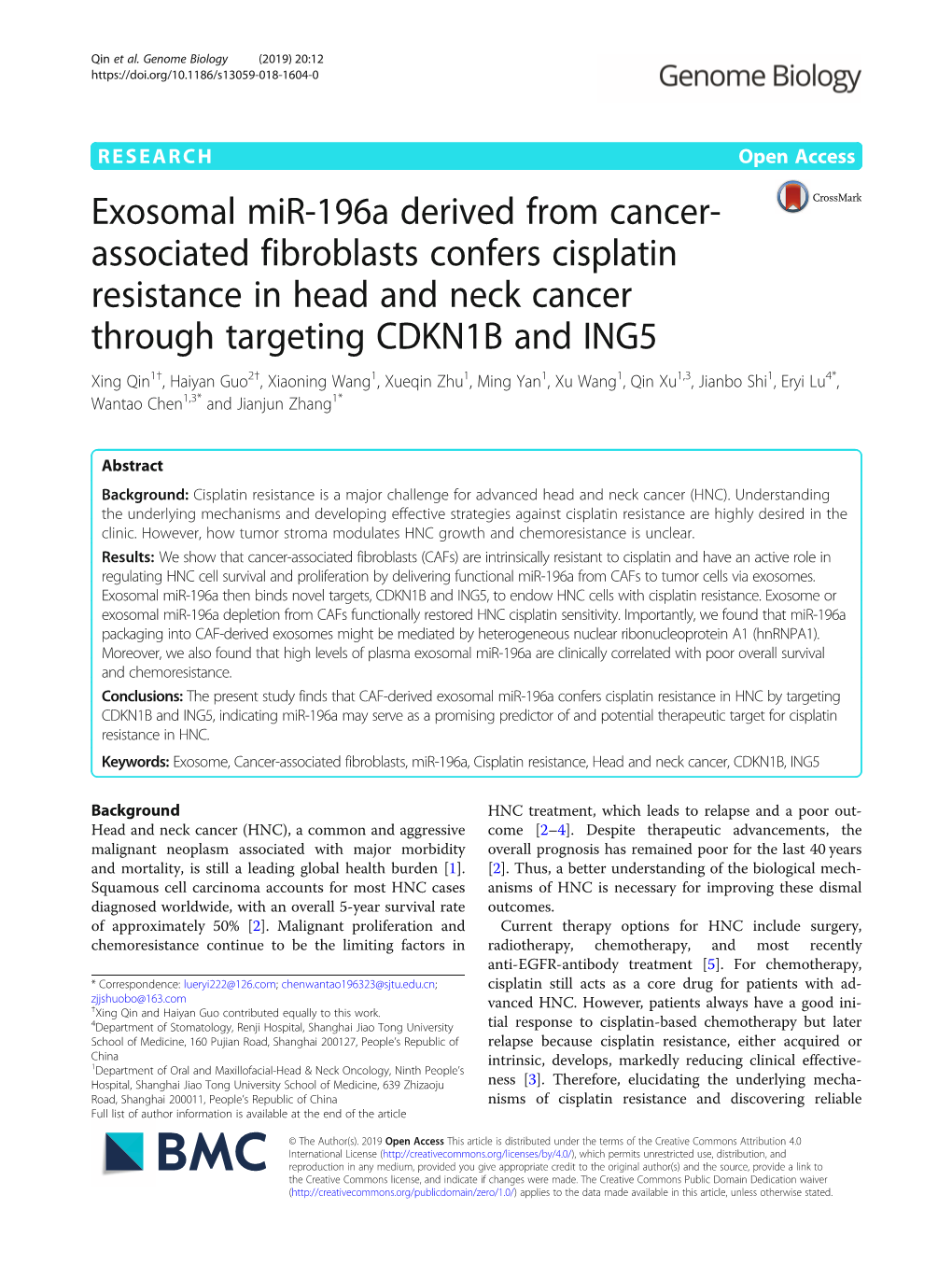 Exosomal Mir-196A Derived from Cancer