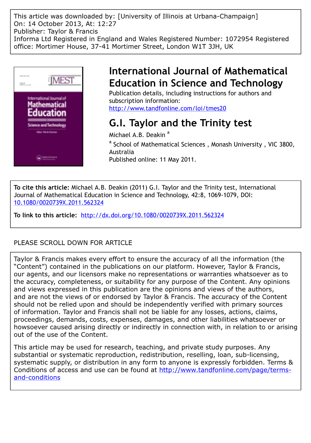 GI Taylor and the Trinity Test