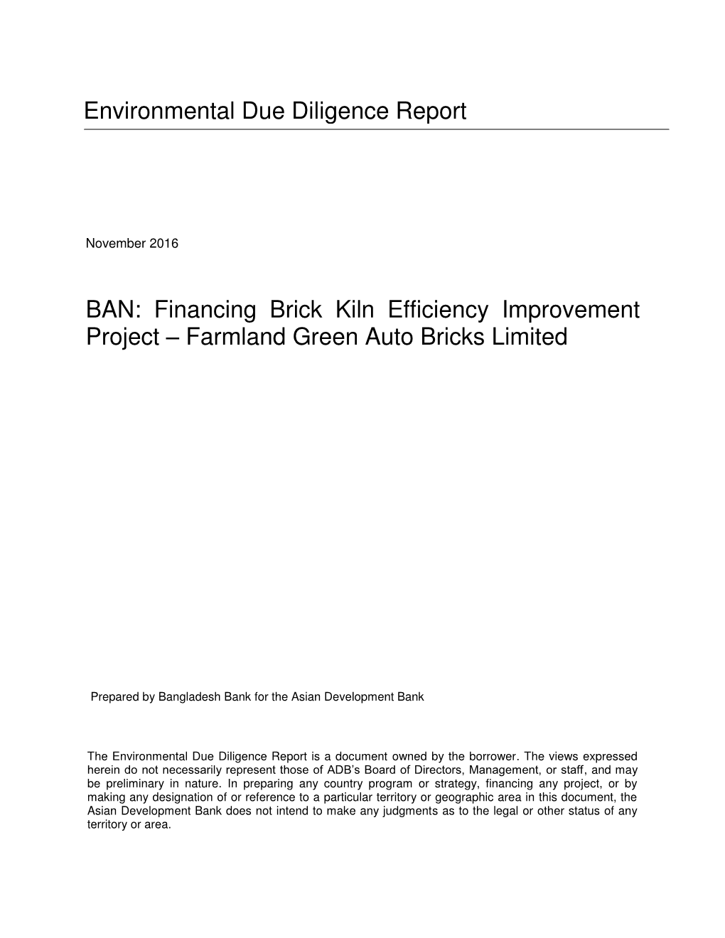 Due Diligence Report Al-Ali Auto Bricks Limited