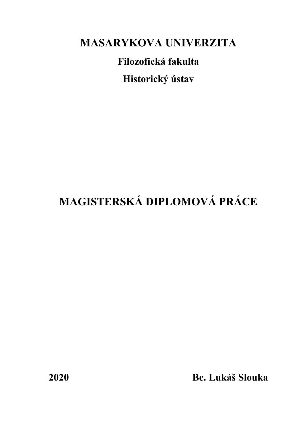 Magisterská Diplomová Práce