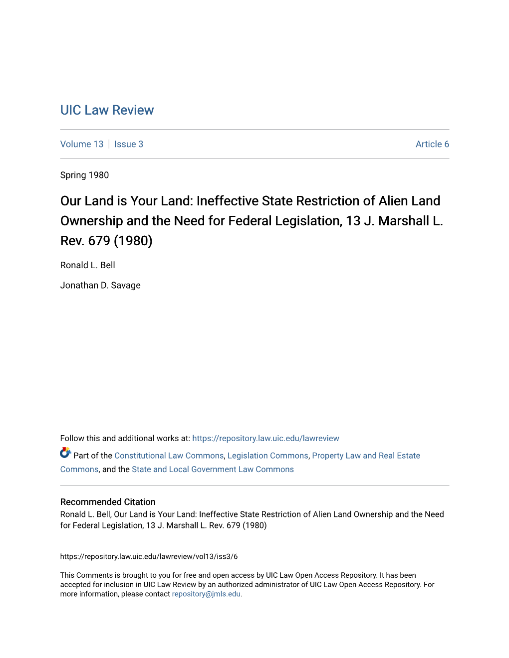 Ineffective State Restriction of Alien Land Ownership and the Need for Federal Legislation, 13 J