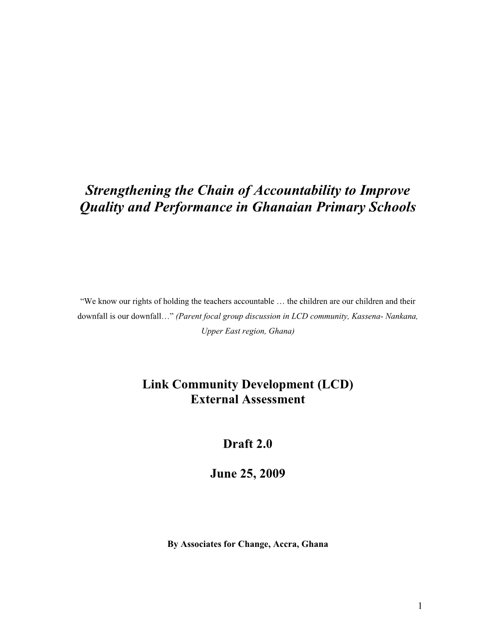 Link Community Development Assessment
