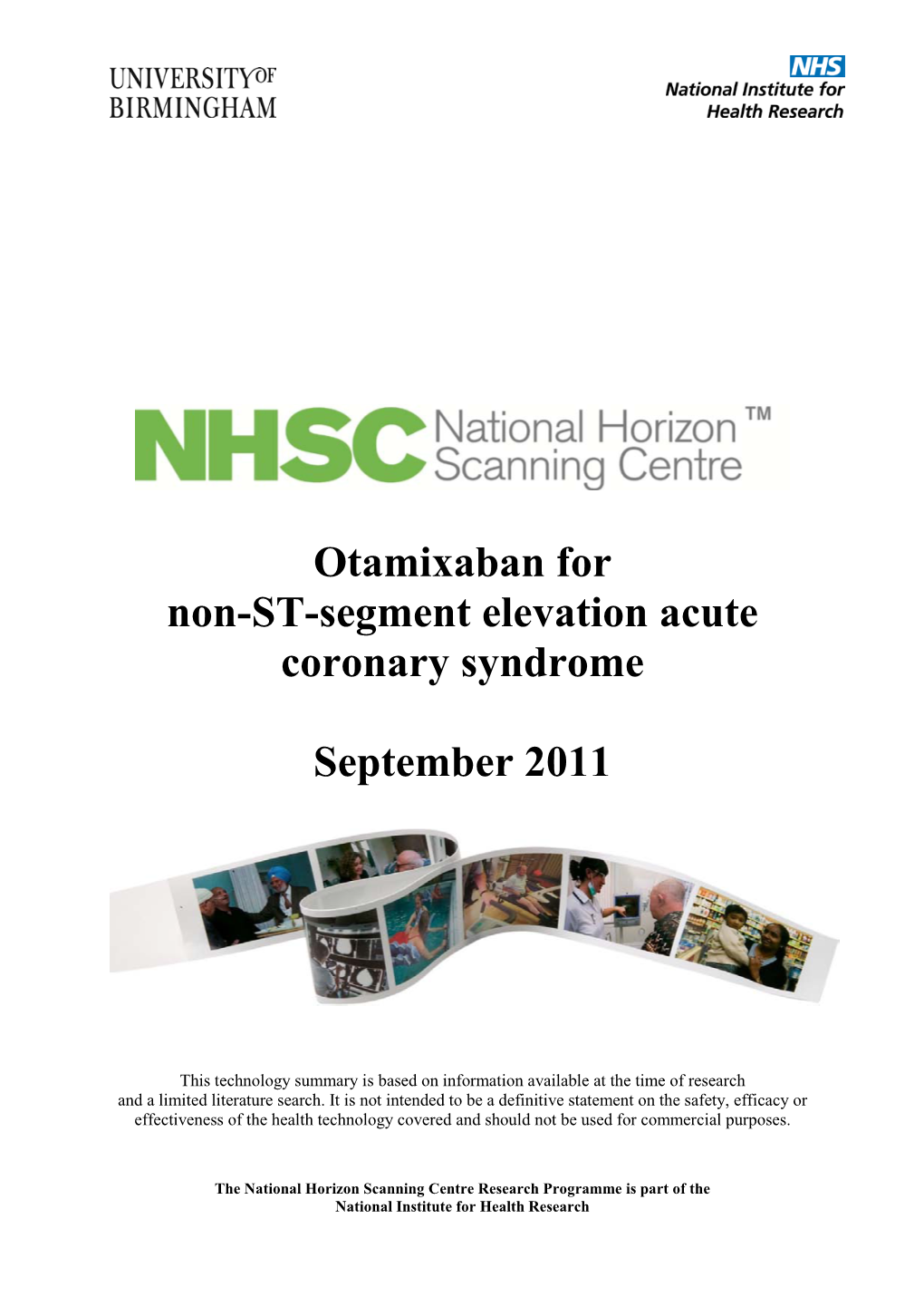 Otamixaban for Non-ST Elevation Acute Coronary Syndrome (NSTE