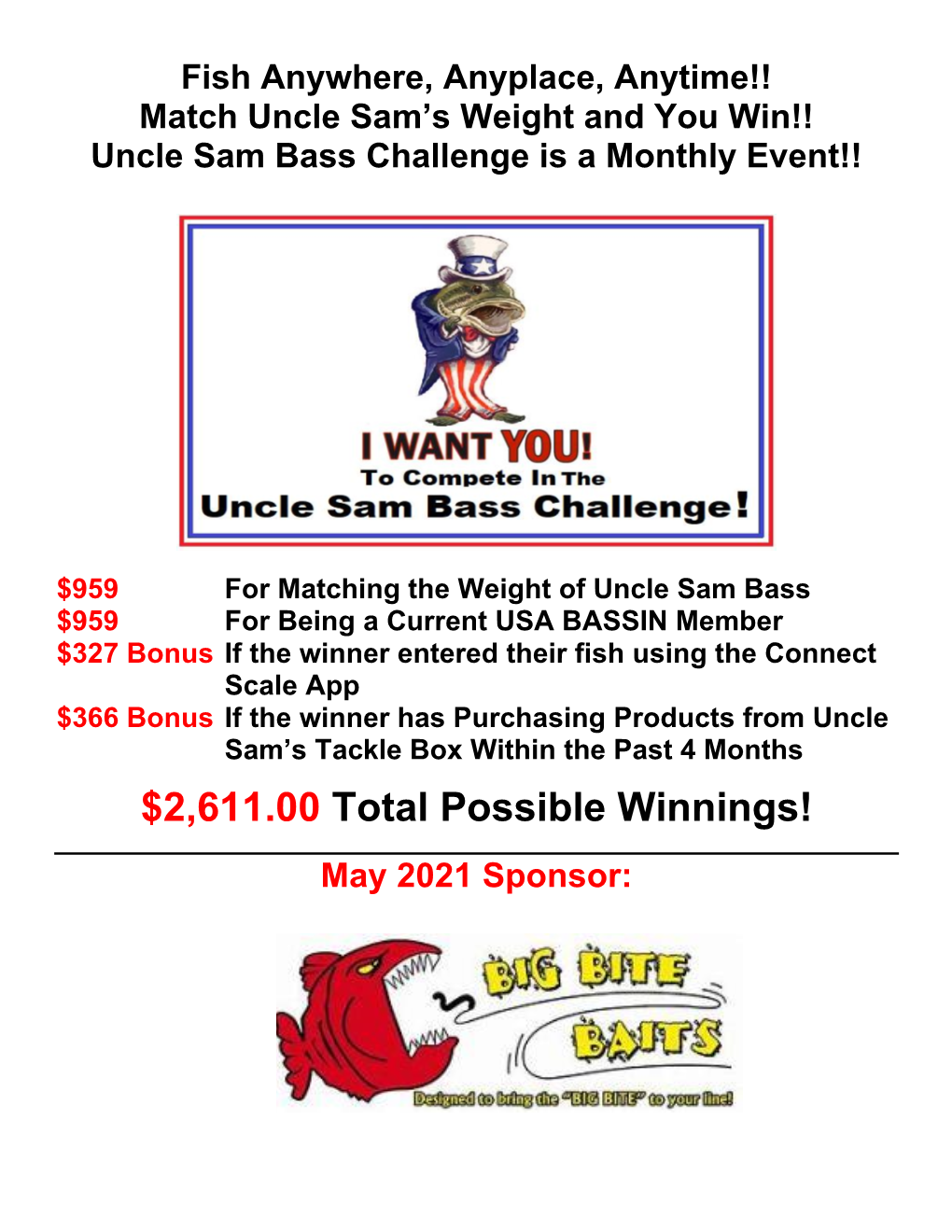Uncle Sam Bass Challenge Rules 1