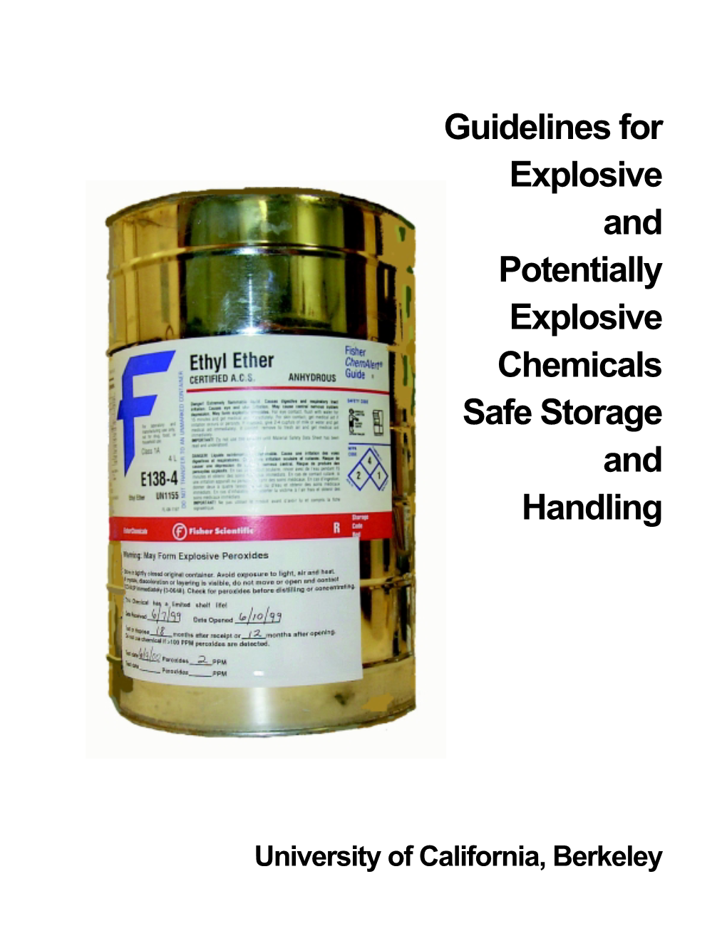 Guidelines for Explosive & Potentially Explosive Chemicals