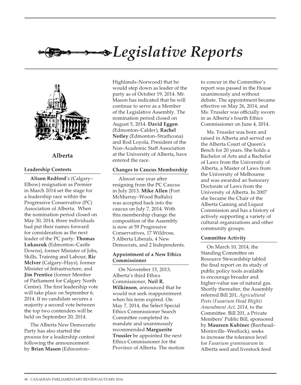 Legislative Reports