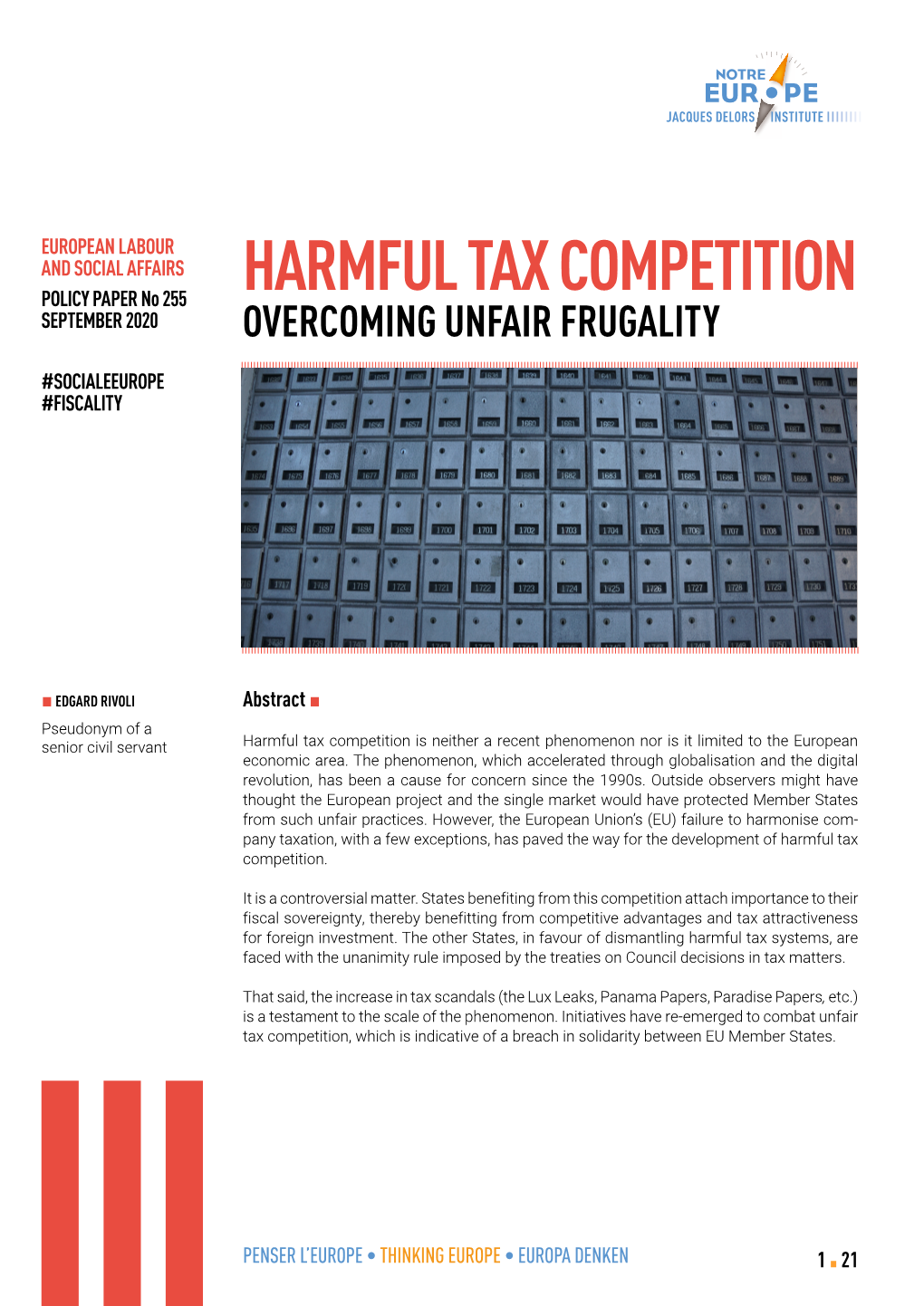 Harmful Tax Competition September 2020 Overcoming Unfair Frugality