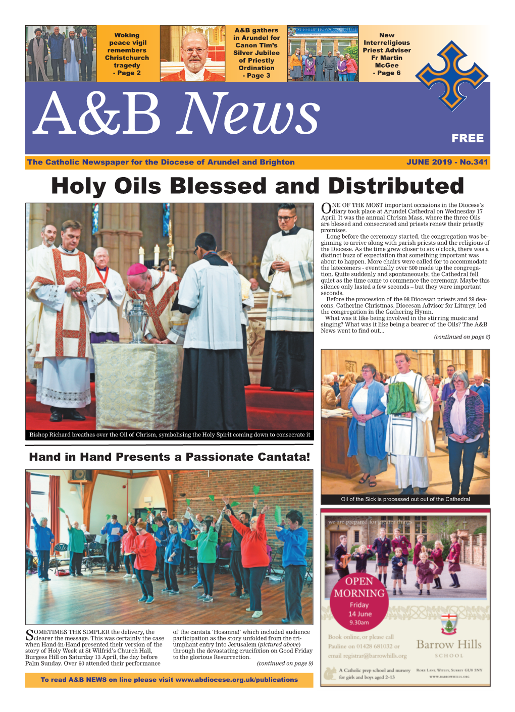 Holy Oils Blessed and Distributed NE of the MOST Important Occasions in the Diocese’S Odiary Took Place at Arundel Cathedral on Wednesday 17 April