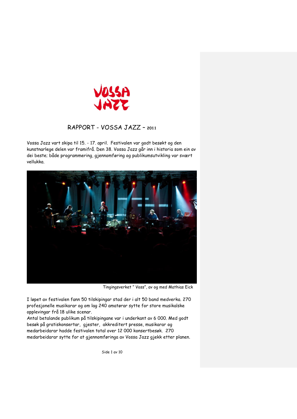 Rapport Vossa Jazz 2011