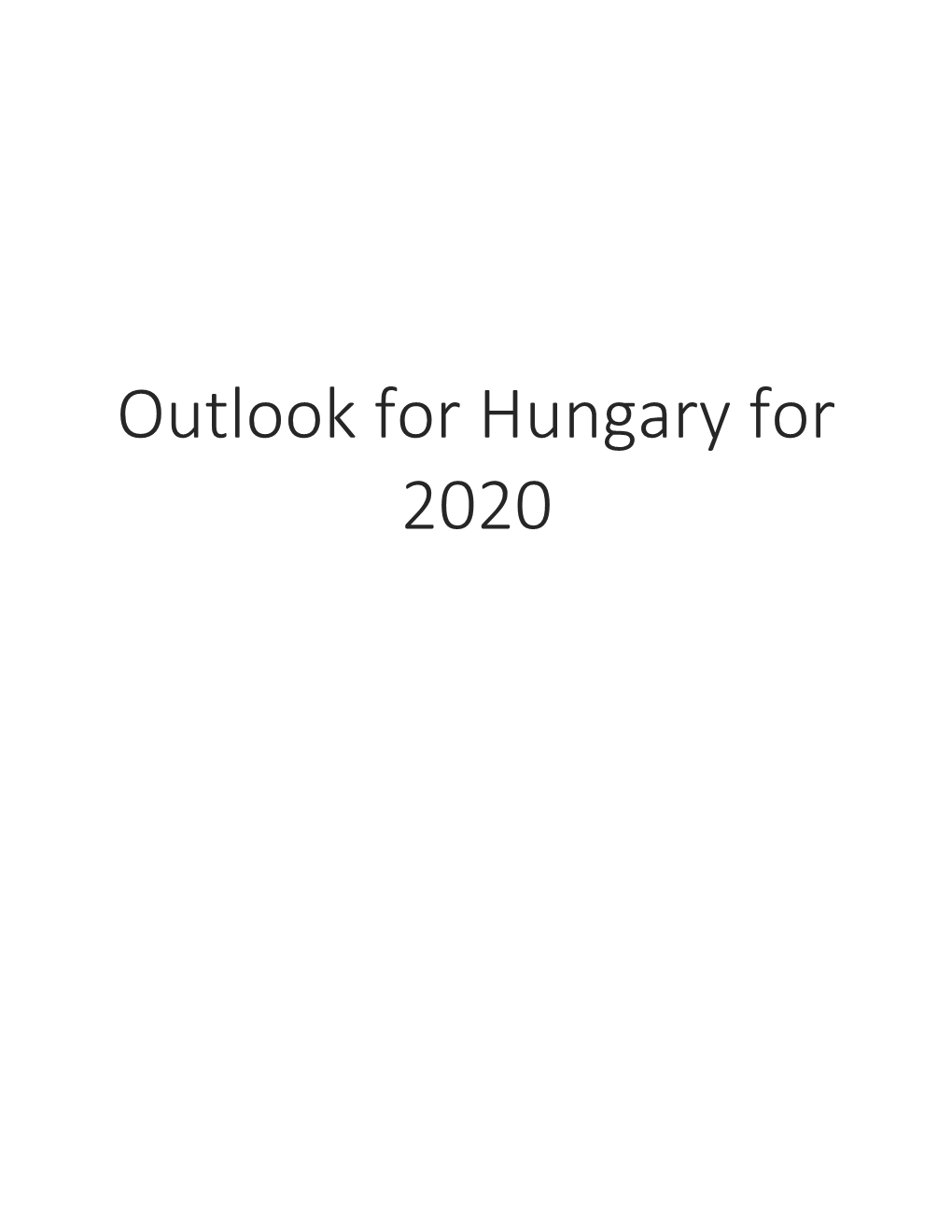 Outlook for Hungary for 2020