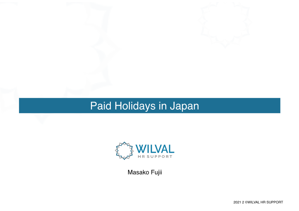 Paid Holidays in Japan WILVAL.Key