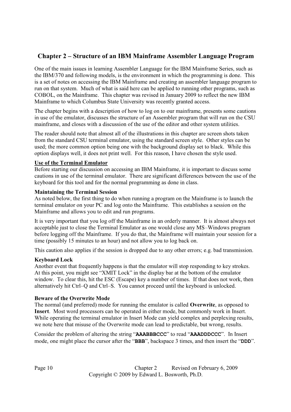 Structure of an IBM Mainframe Assembler Language Program