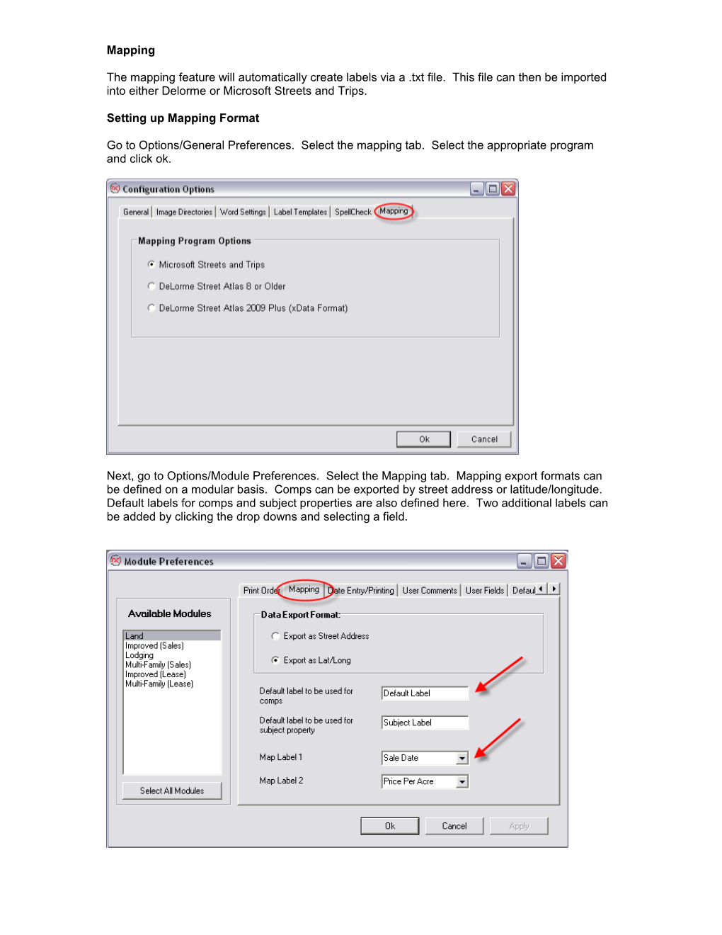 Setting up Mapping Format