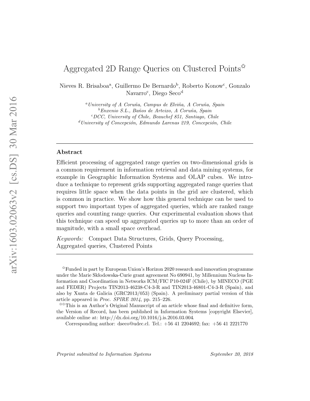 Aggregated 2D Range Queries on Clustered Points