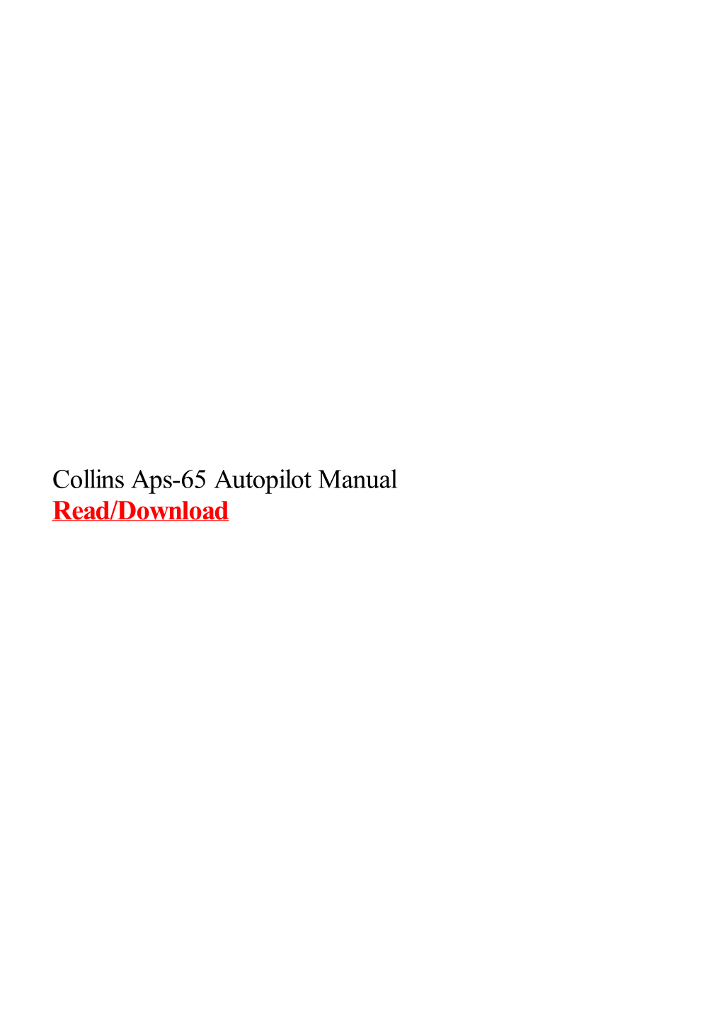 Collins Aps-65 Autopilot Manual