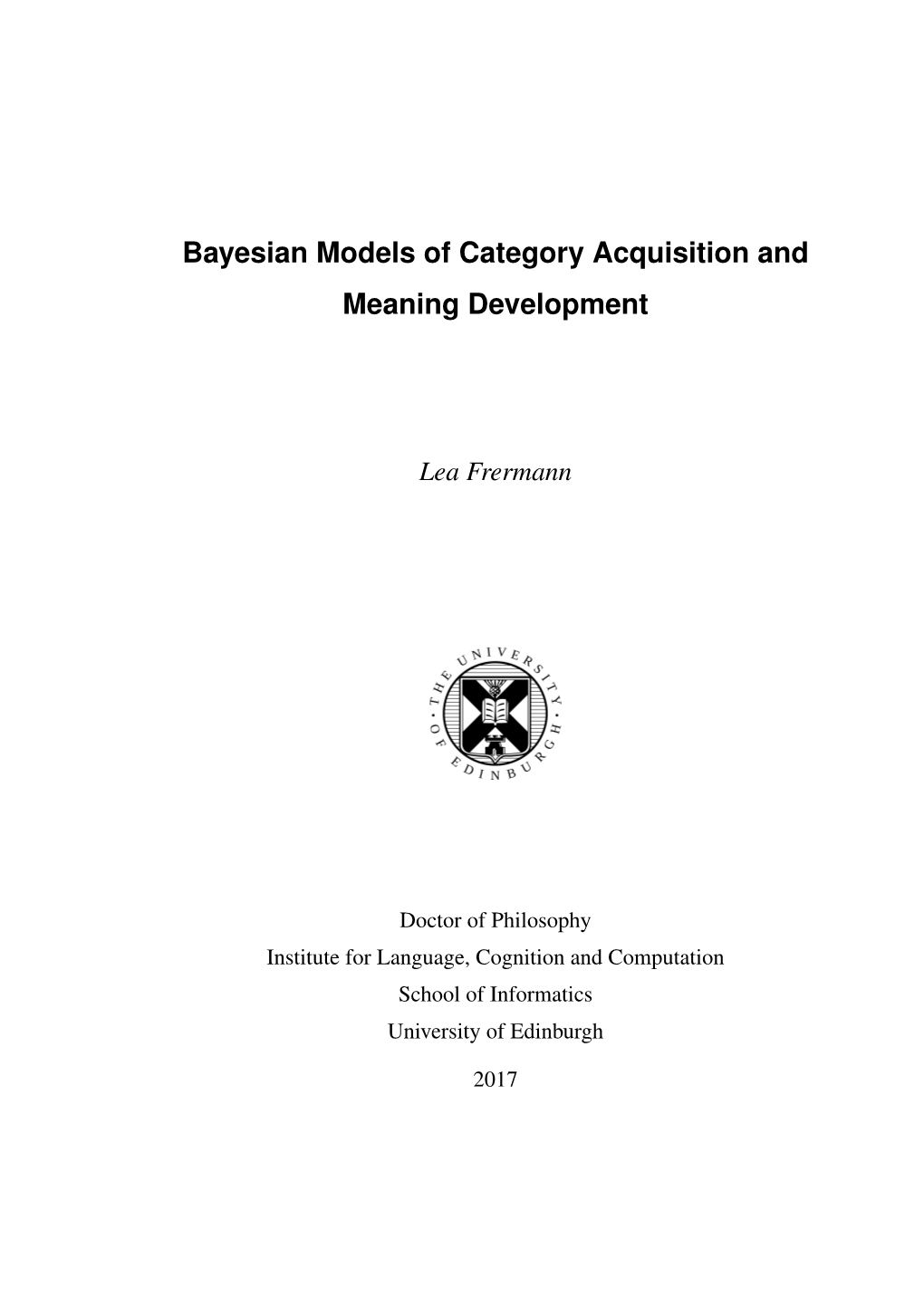 Bayesian Models of Category Acquisition and Meaning Development