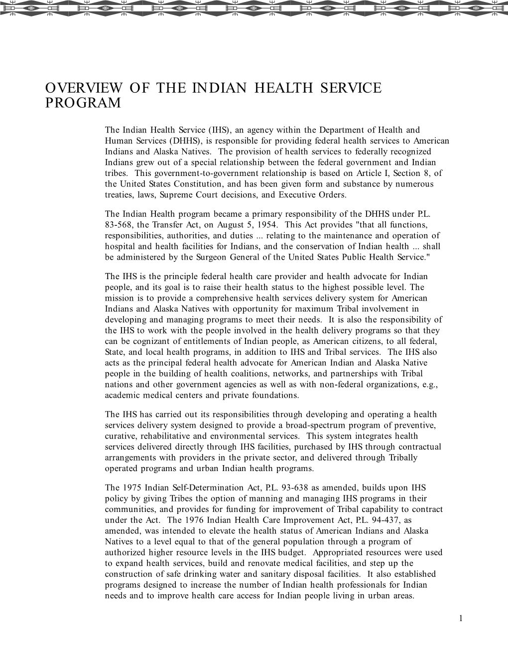 Overview of the Indian Health Service Program