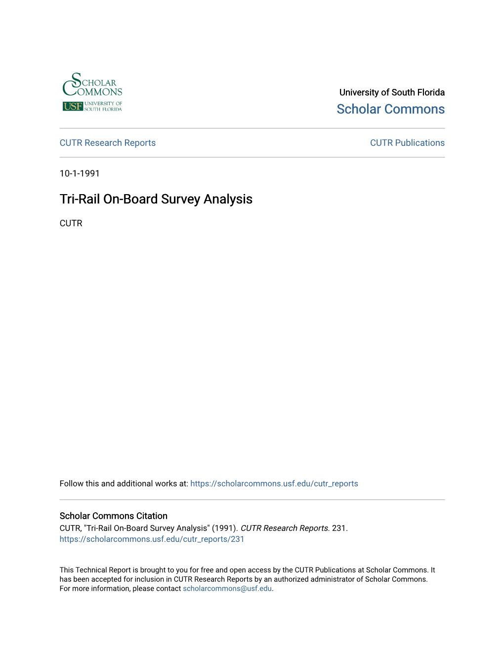 Tri-Rail On-Board Survey Analysis