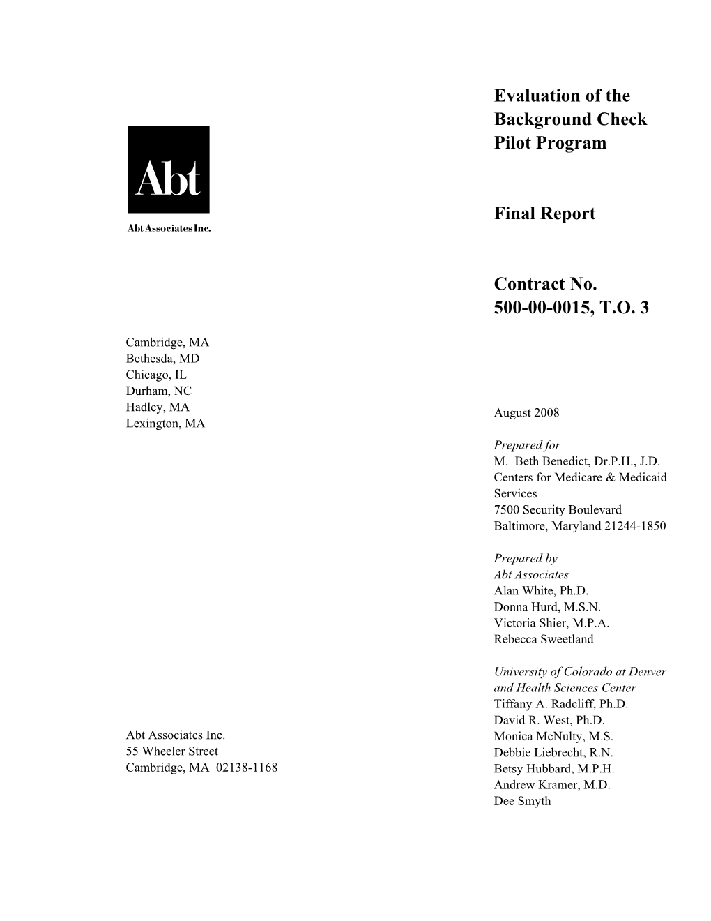 Evaluation of Background Check Pilot Program.Pdf