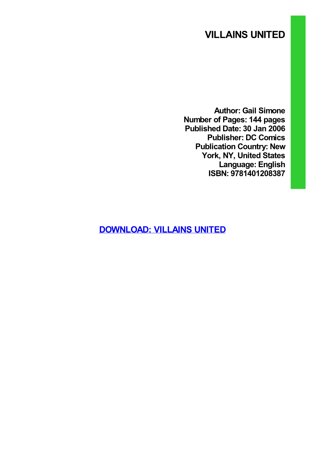 Villains United Pdf Free Download