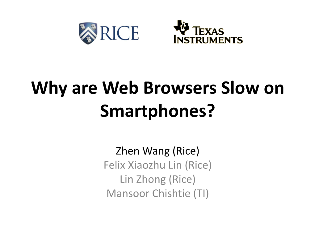 Why Are Web Browsers Slow on Smartphones?