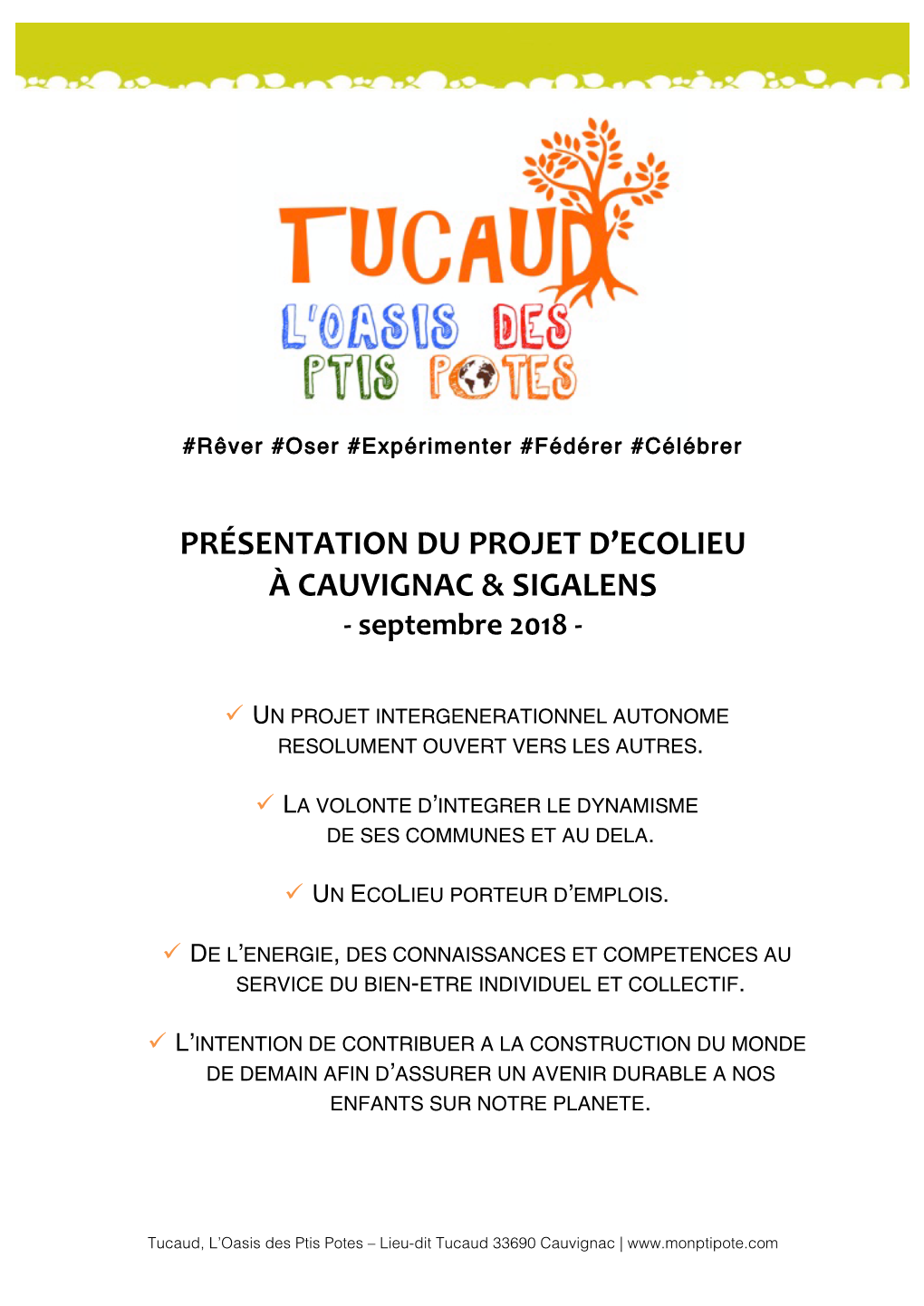 Présentation Du Projet D'ecolieu À Cauvignac