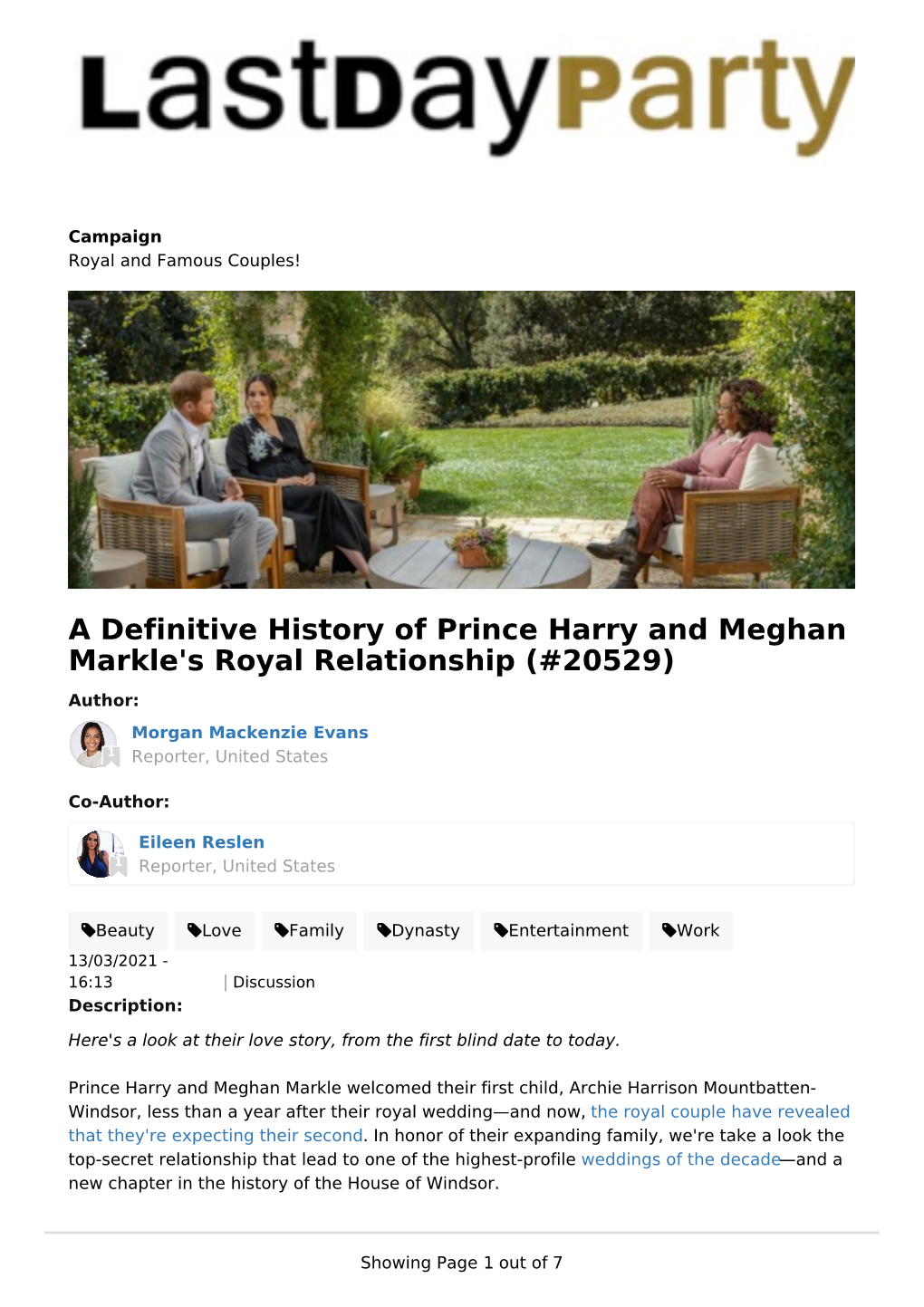 A Definitive History of Prince Harry and Meghan Markle's Royal Relationship (#20529)​ Author: Morgan Mackenzie Evans 1 Reporter, United States