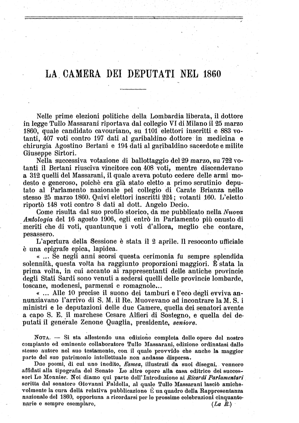 La Camera Dei Deputati Nel 1860