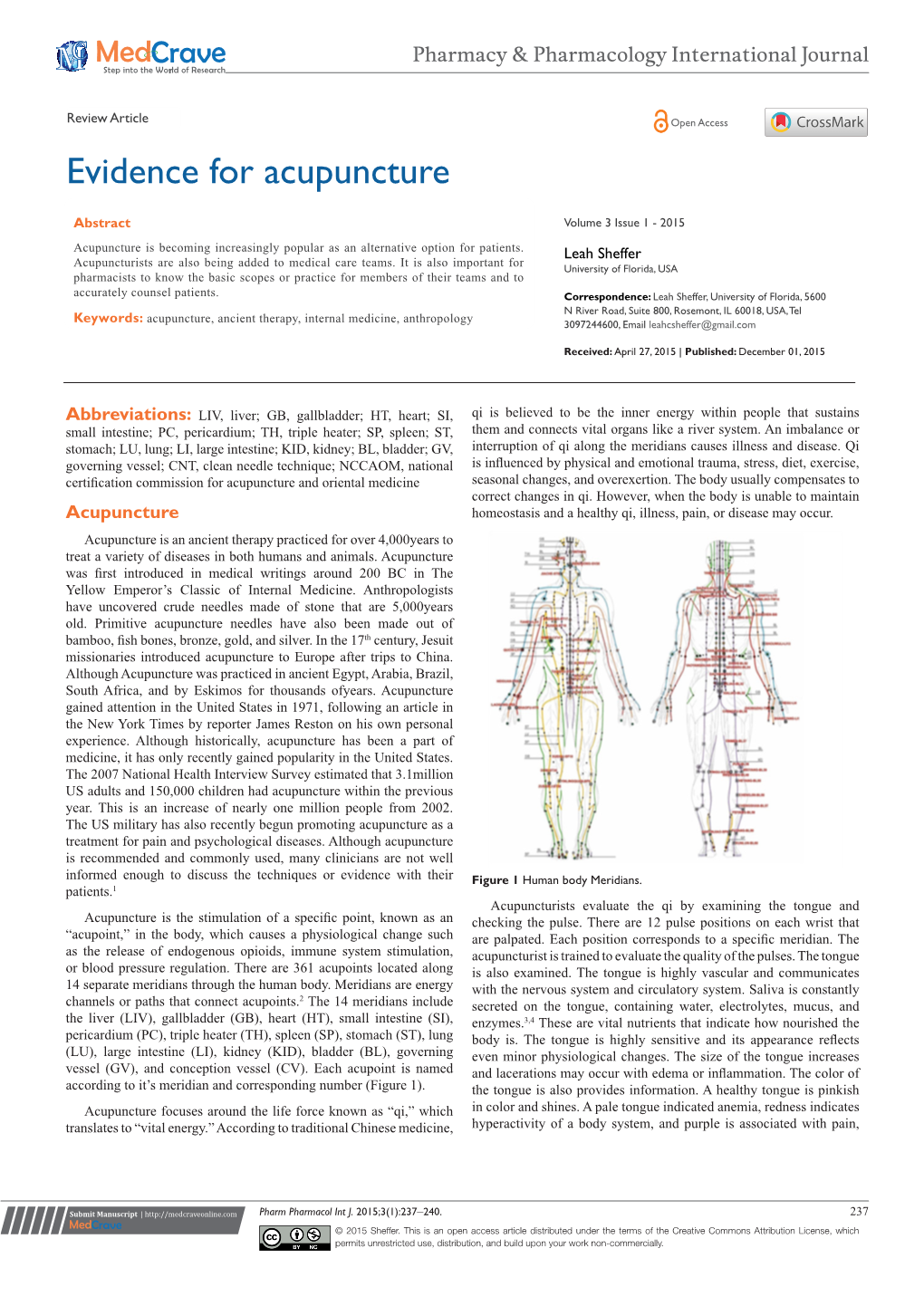 Evidence for Acupuncture