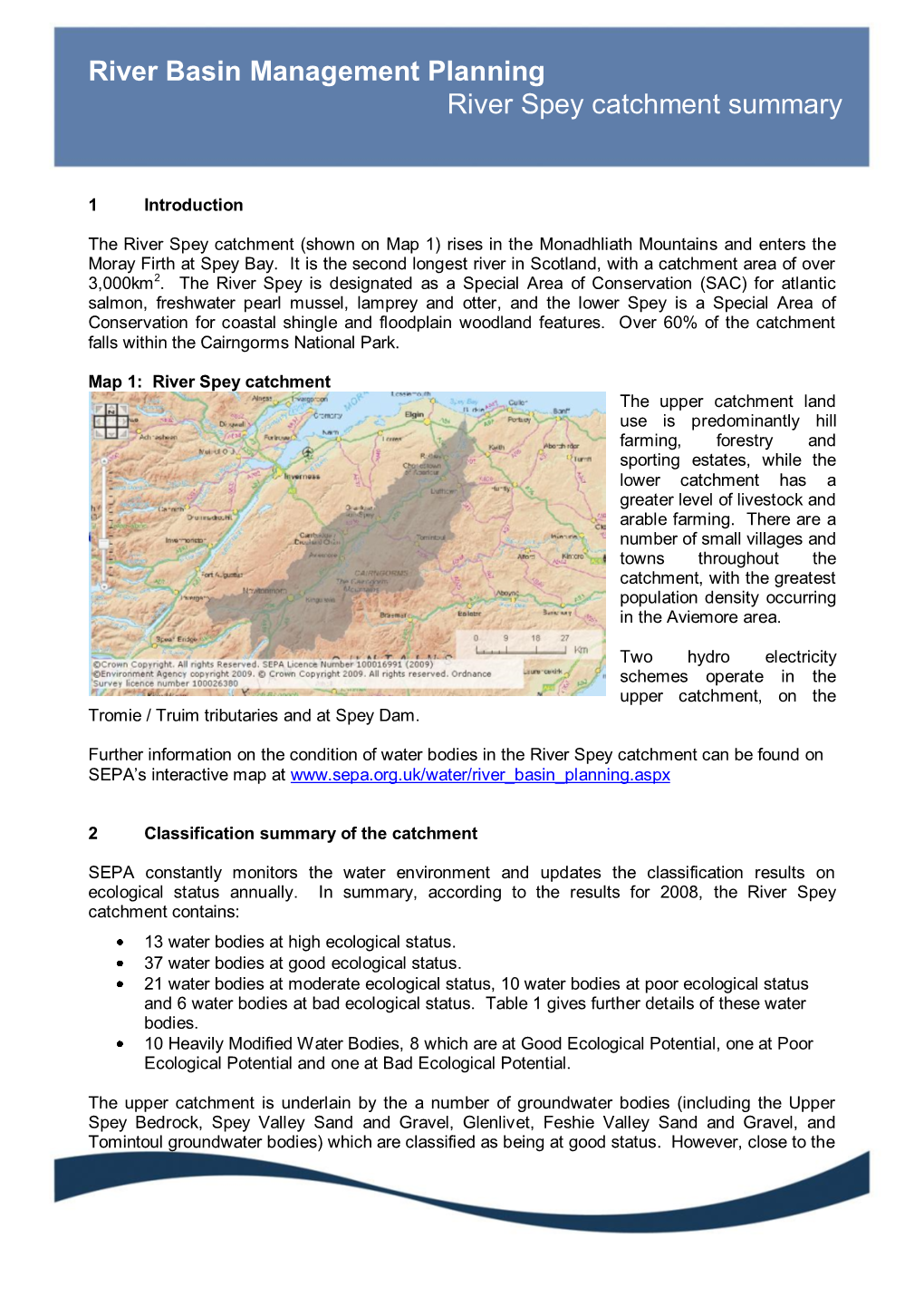 River Spey Catchment Summary