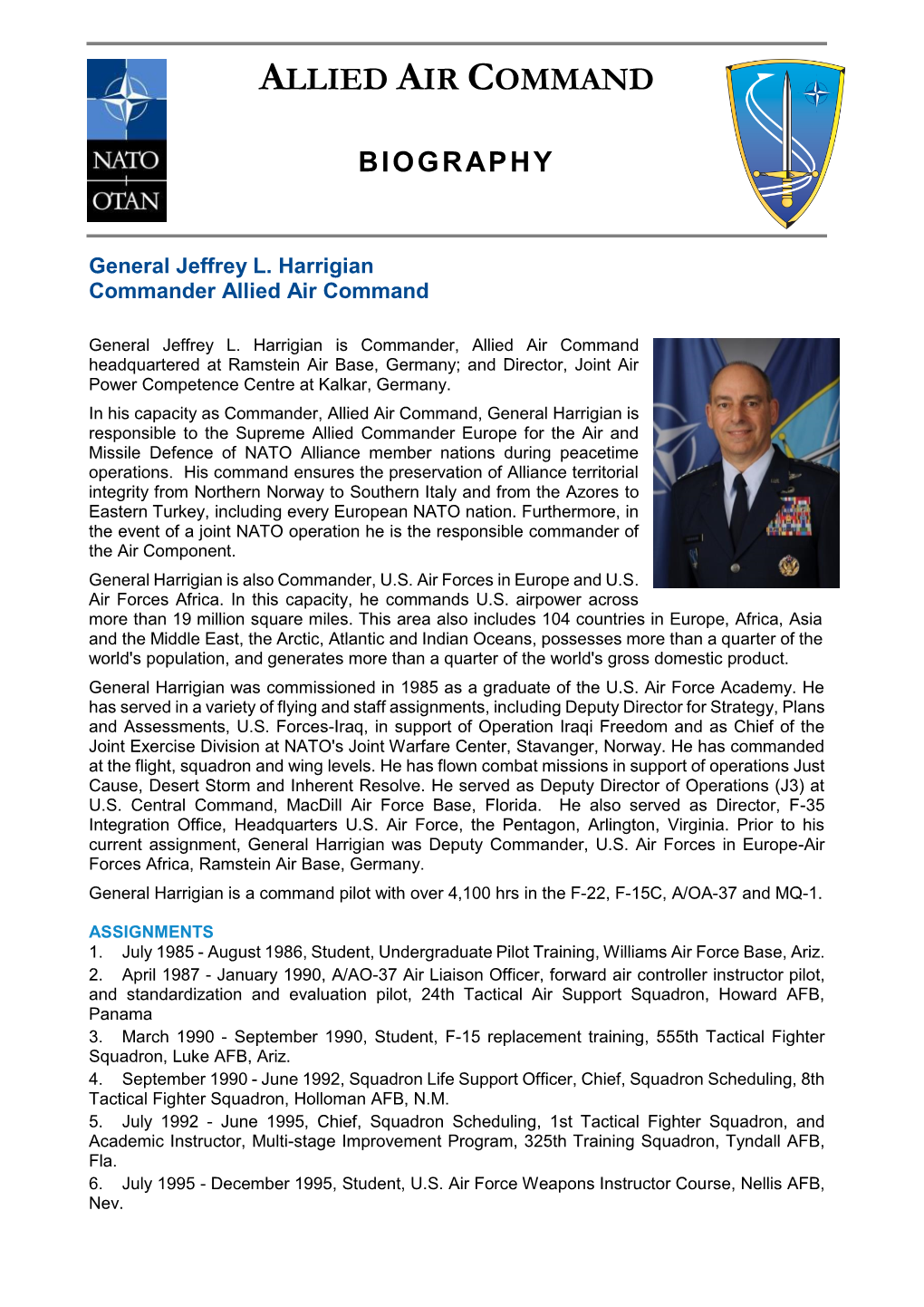 Allied Air Command Biography