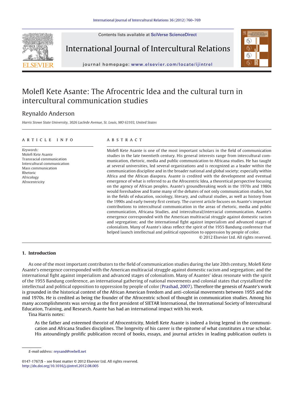 Molefi Kete Asante: the Afrocentric Idea and the Cultural Turn in Intercultural Communication Studies