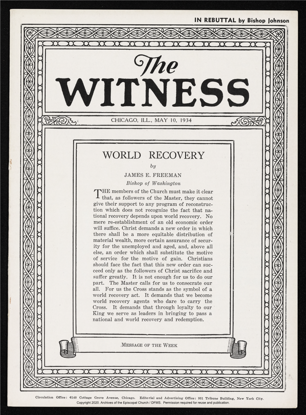 1934 the Witness, Vol. 18, No. 36. May 10, 1934