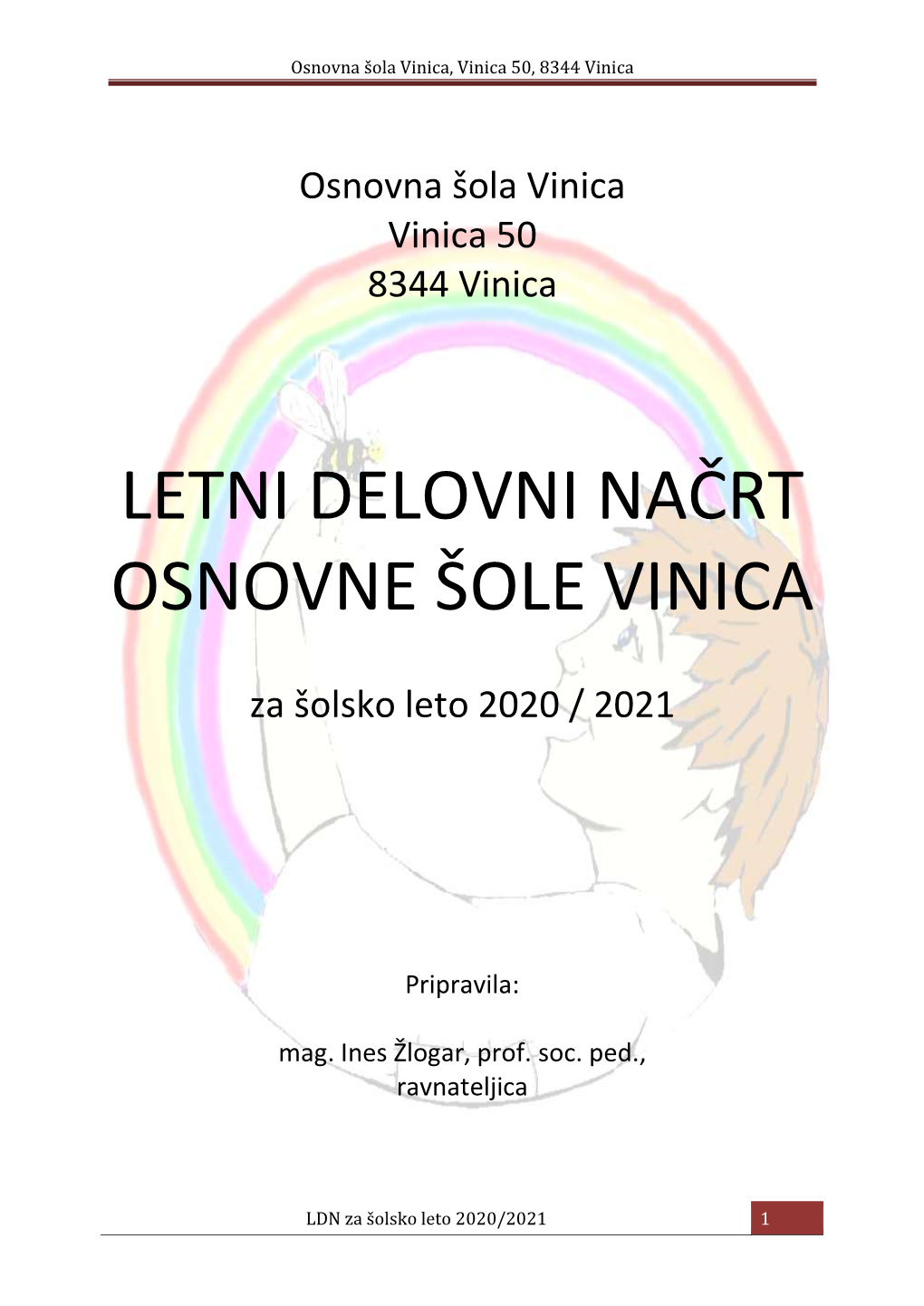 Letni Delovni Načrt Osnovne Šole Vinica