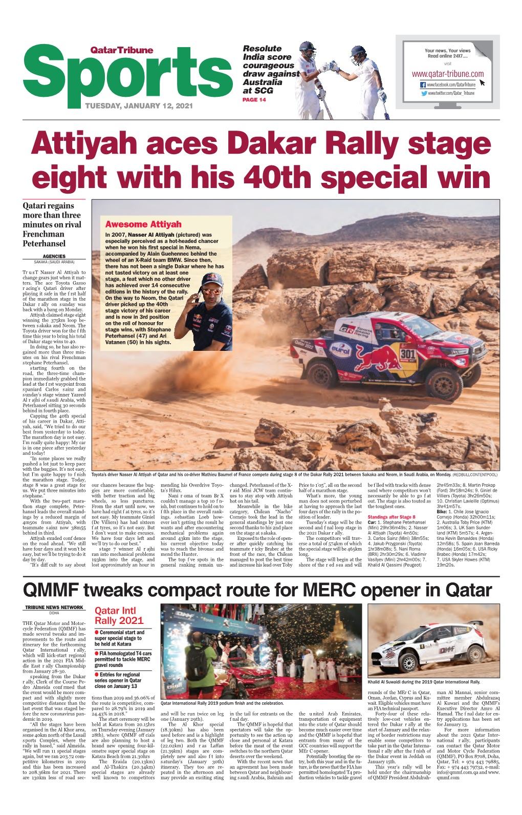 Attiyah Aces Dakar Rally Stage Eight with His 40Th Special